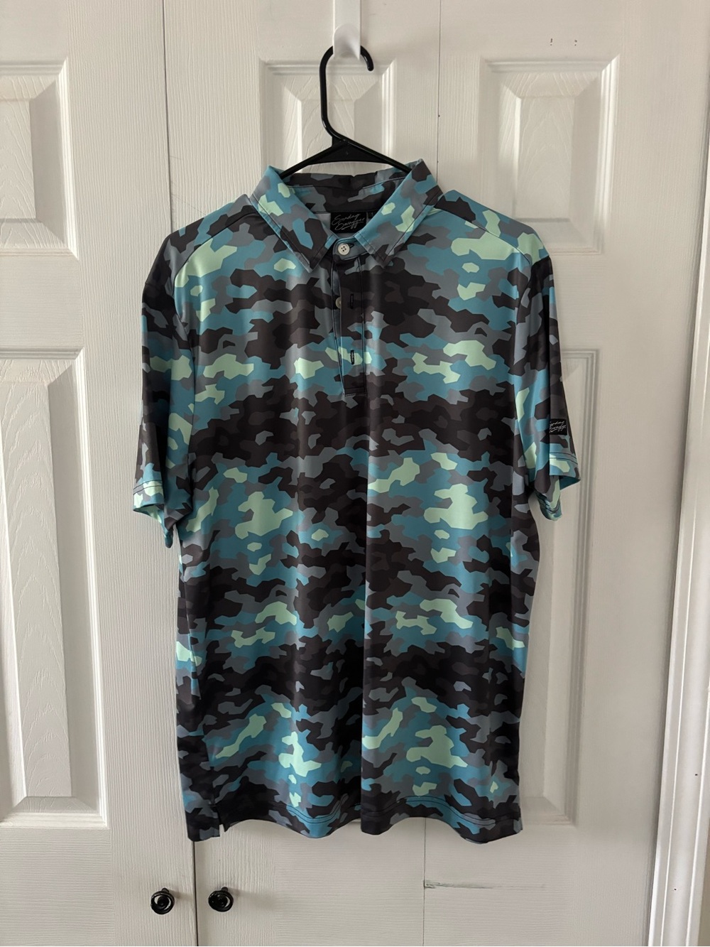 Sunday Swagger Men's Blue Camo Polo Shirt
